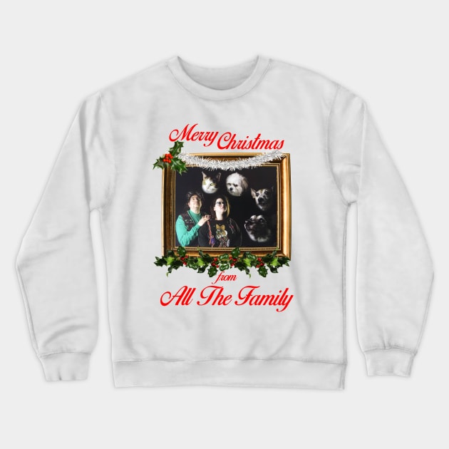 Dogs And Cats Merry Christmas From All The Family Crewneck Sweatshirt by Bevatron